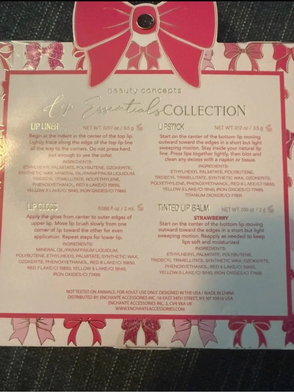 Beauty Concepts Lip Essentials Collection 4-piece lip cosmetics gift set